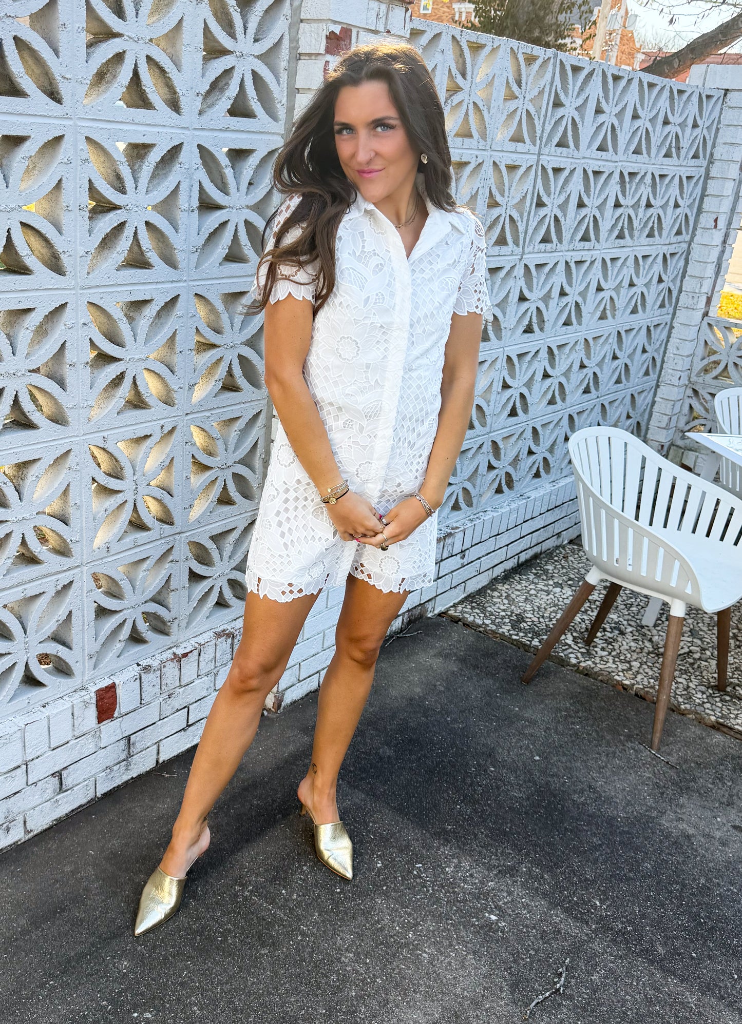 Ivory Afternoon Lace Shirt Dress