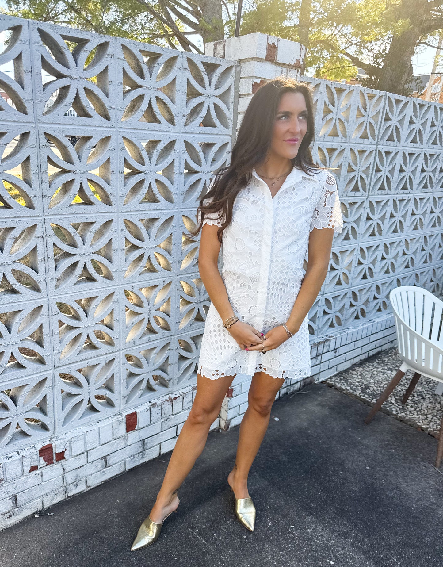 Ivory Afternoon Lace Shirt Dress
