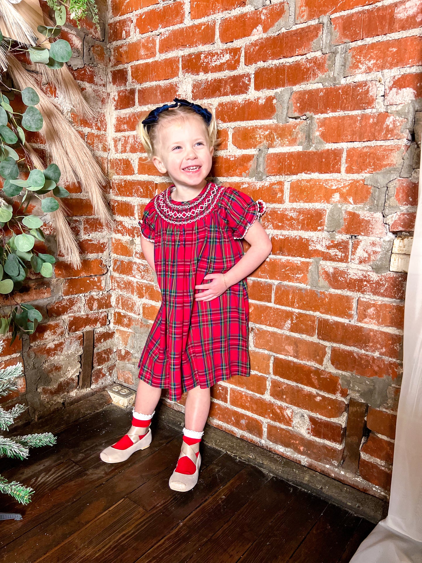 Christmas Plaid Bishop Dress