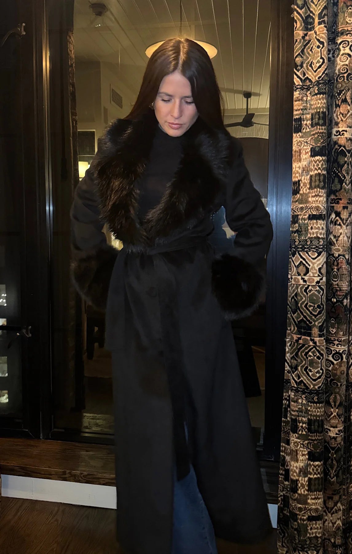 Checkroom Coat Black Faux Fur