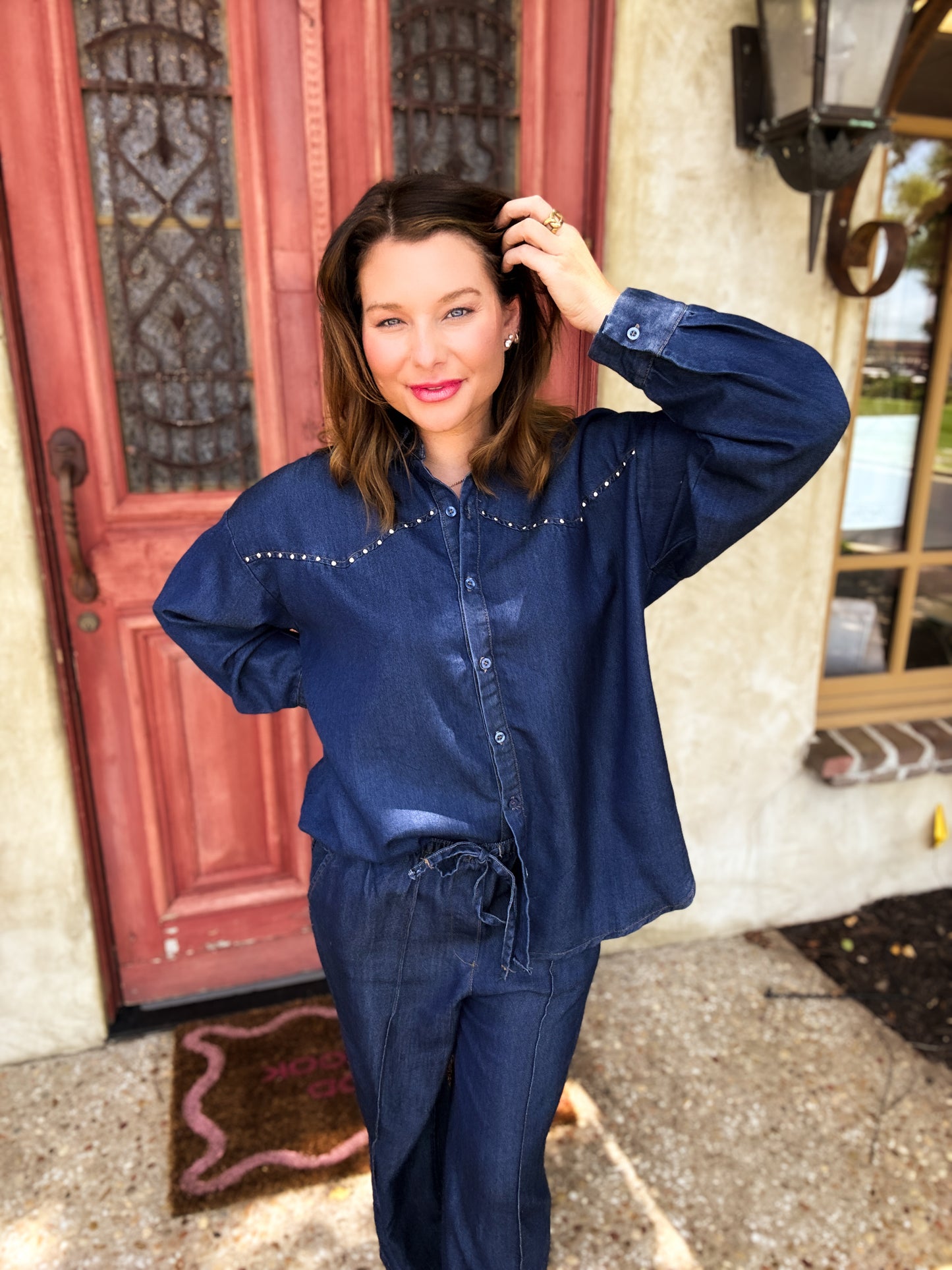 Easy Rider Studded Denim Top