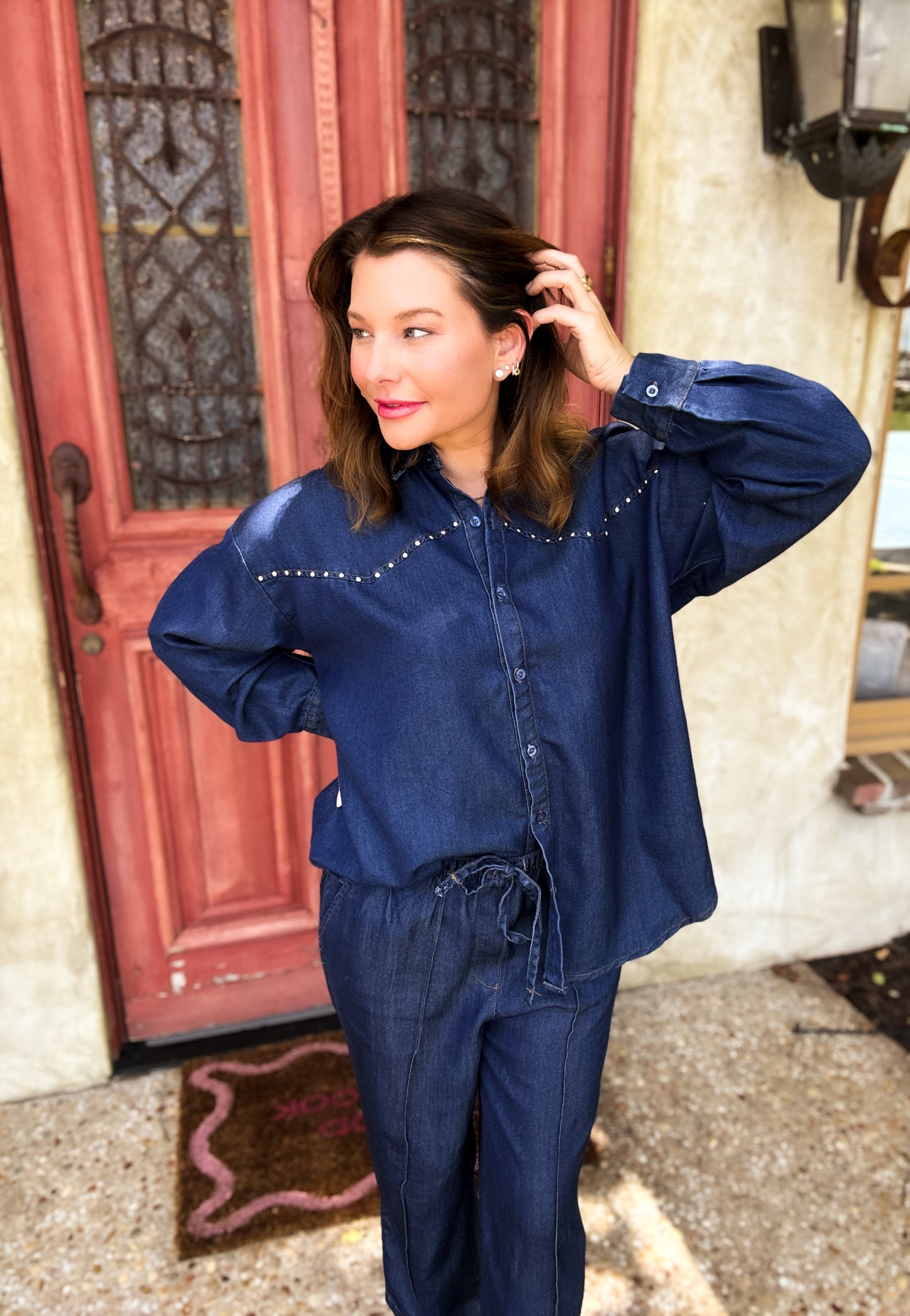 Easy Rider Studded Denim Top