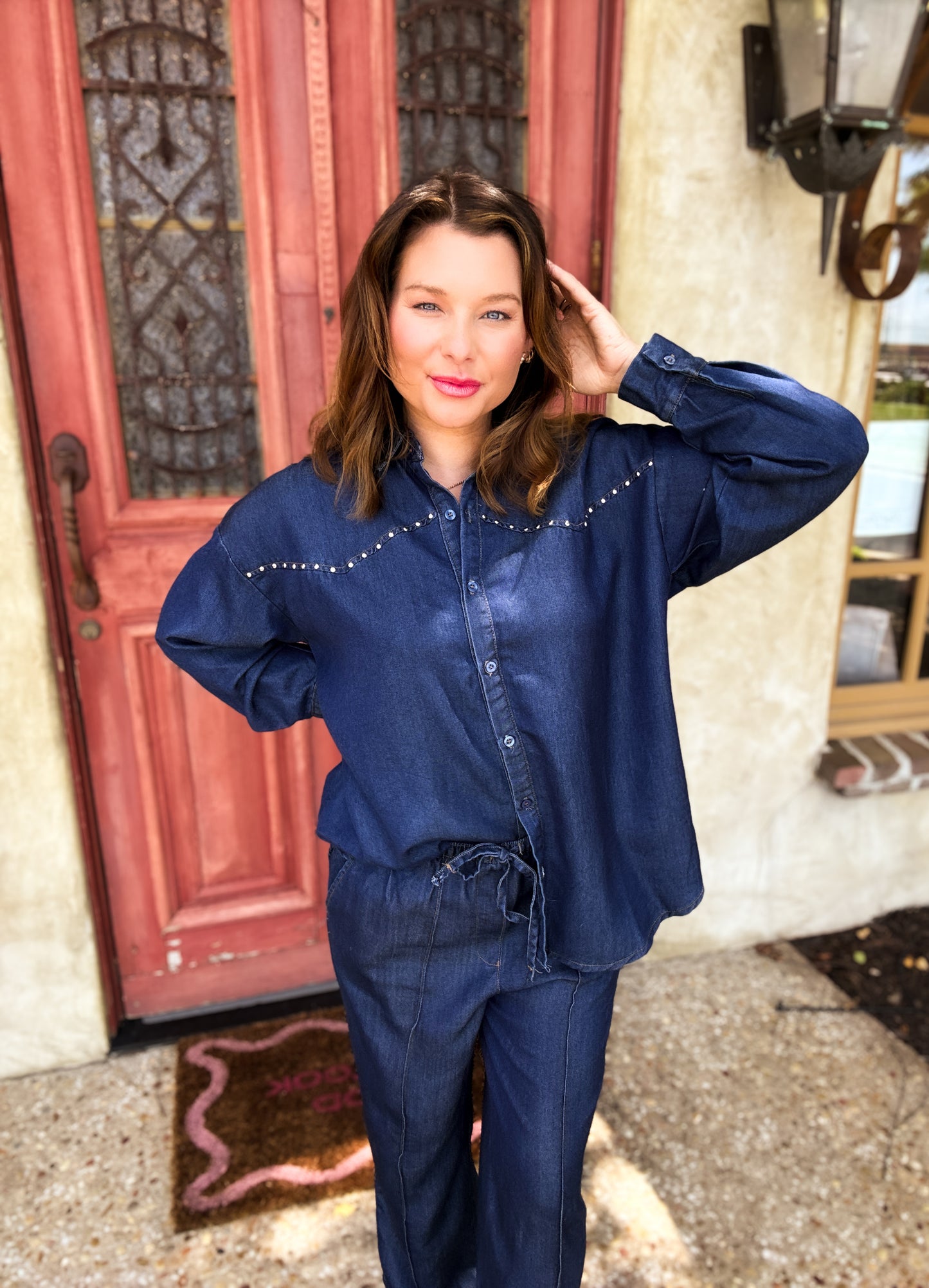 Easy Rider Studded Denim Top