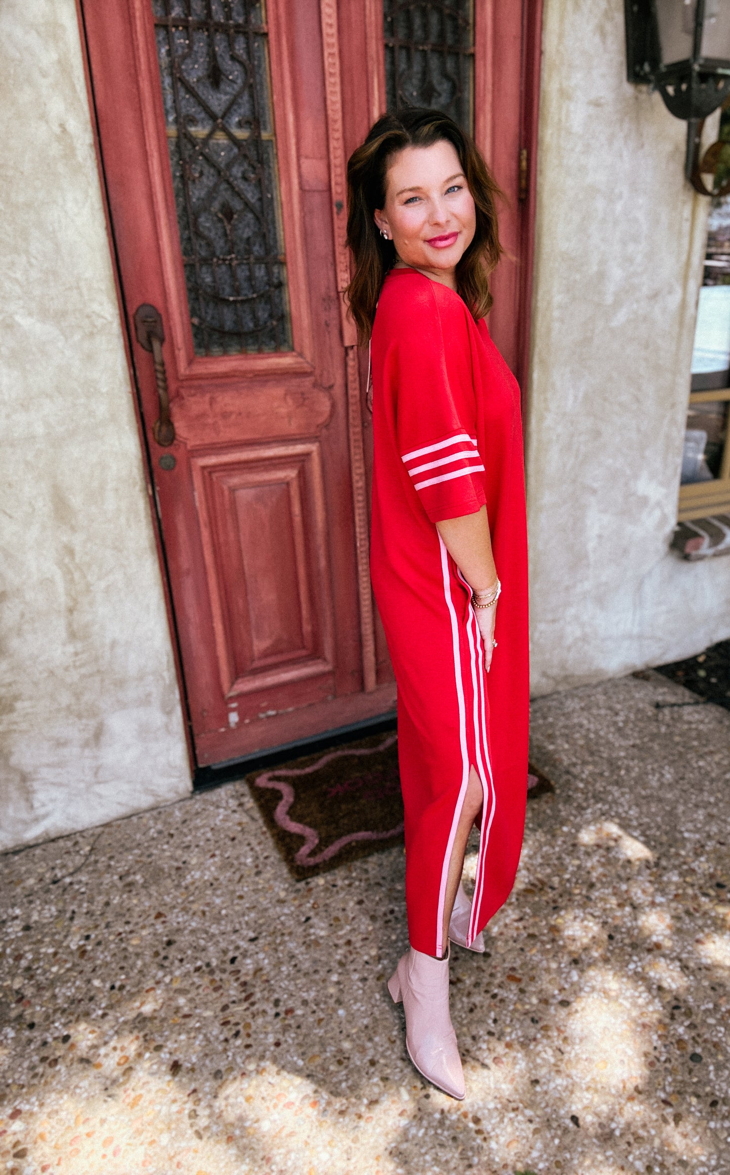 Cherry Sideline Chic Midi Dress
