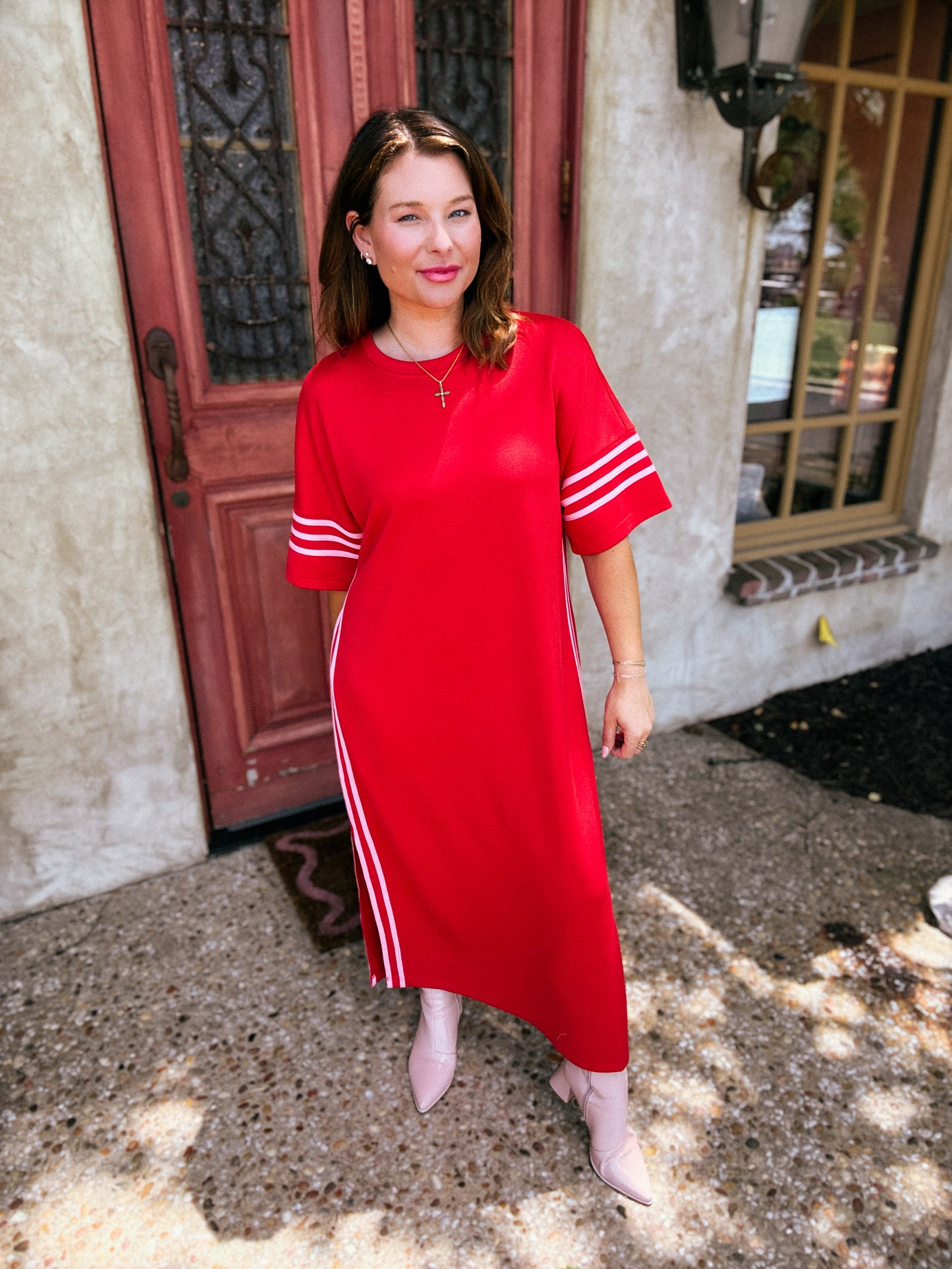 Cherry Sideline Chic Midi Dress