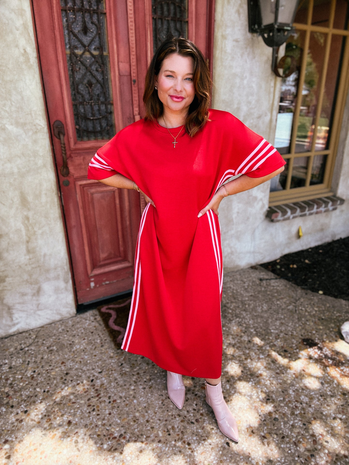 Cherry Sideline Chic Midi Dress