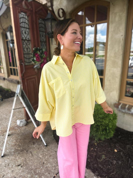 Lemon Breeze Pinstripe Top
