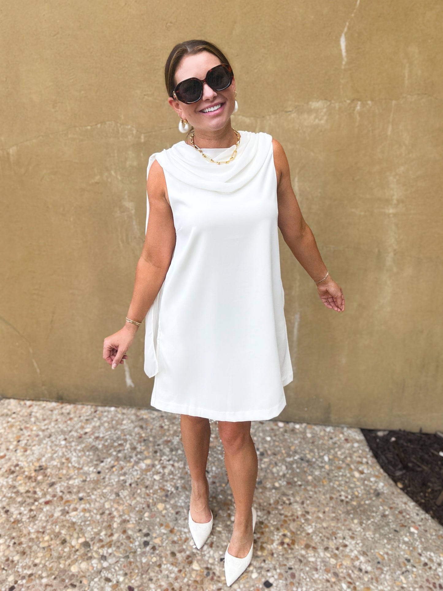 Ada Draped Cowl Neck Mini Dress