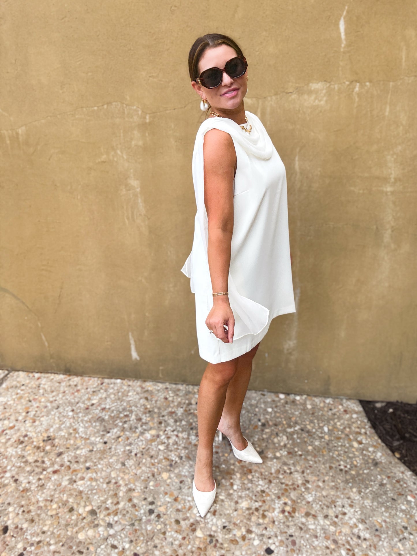 Ada Draped Cowl Neck Mini Dress