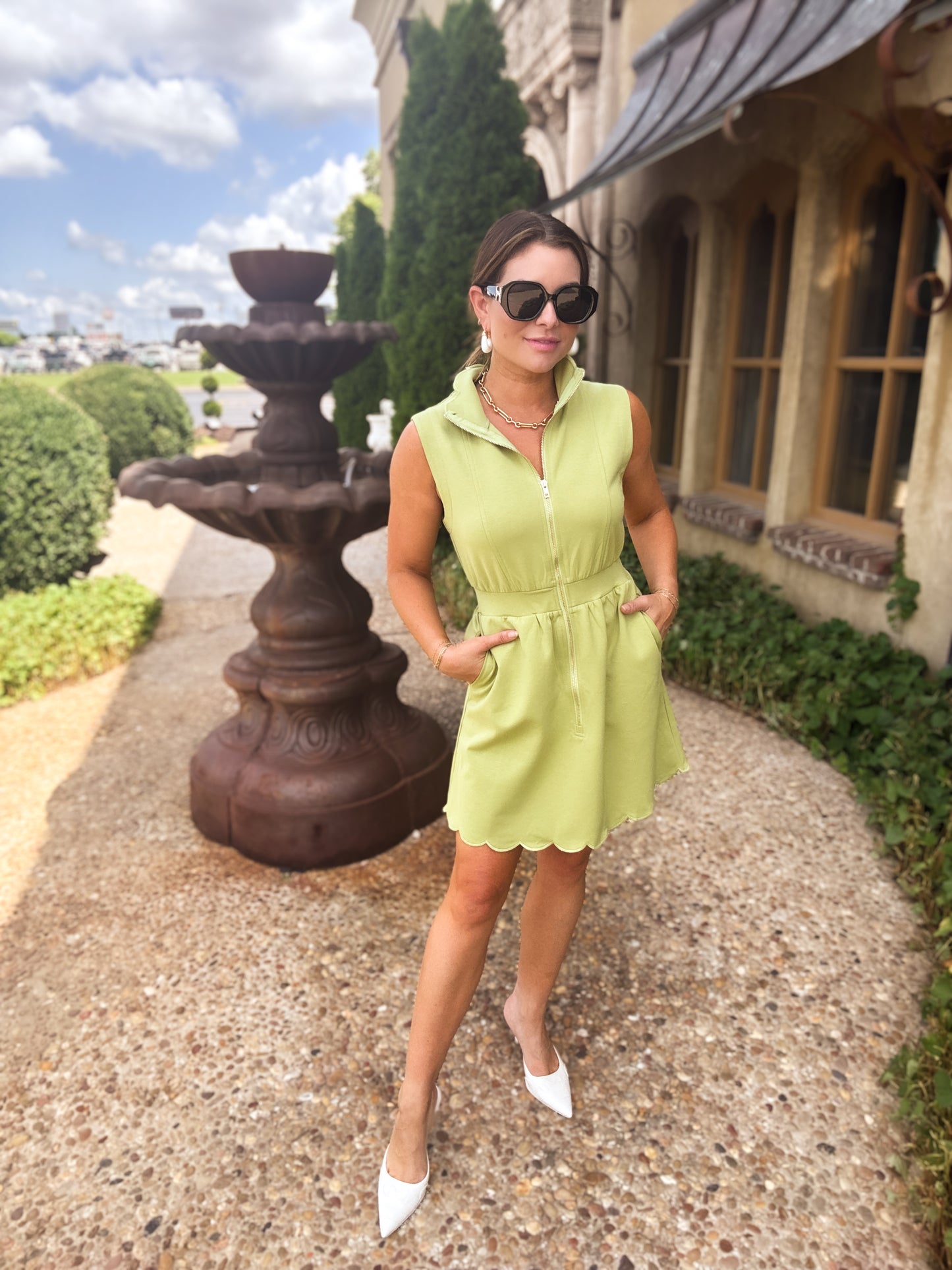 Matcha Scallop Dress