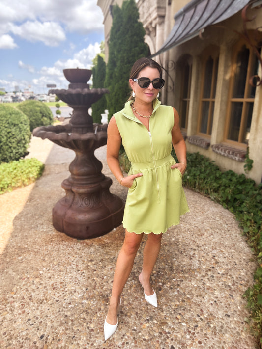 Matcha Scallop Dress