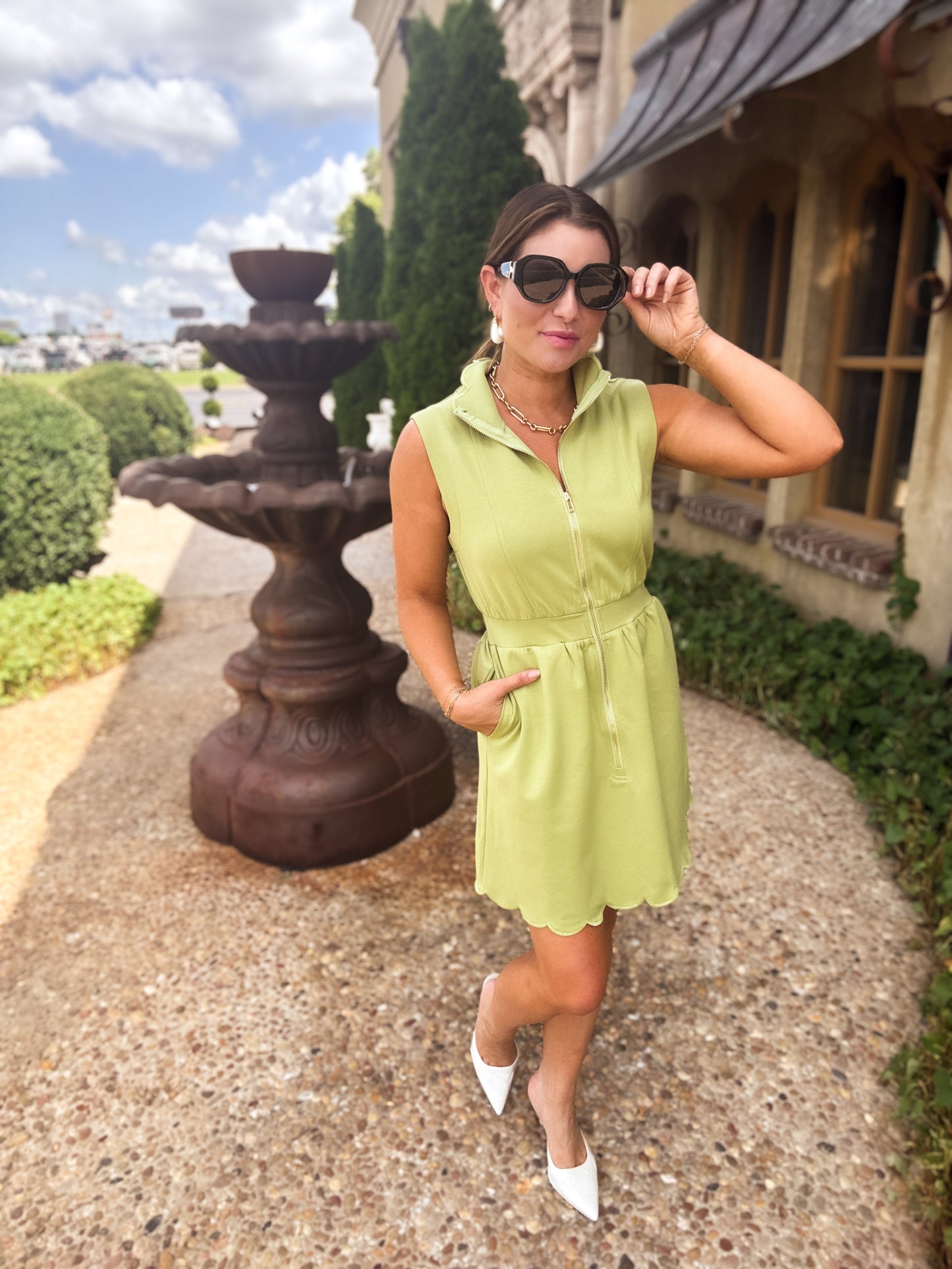 Matcha Scallop Dress