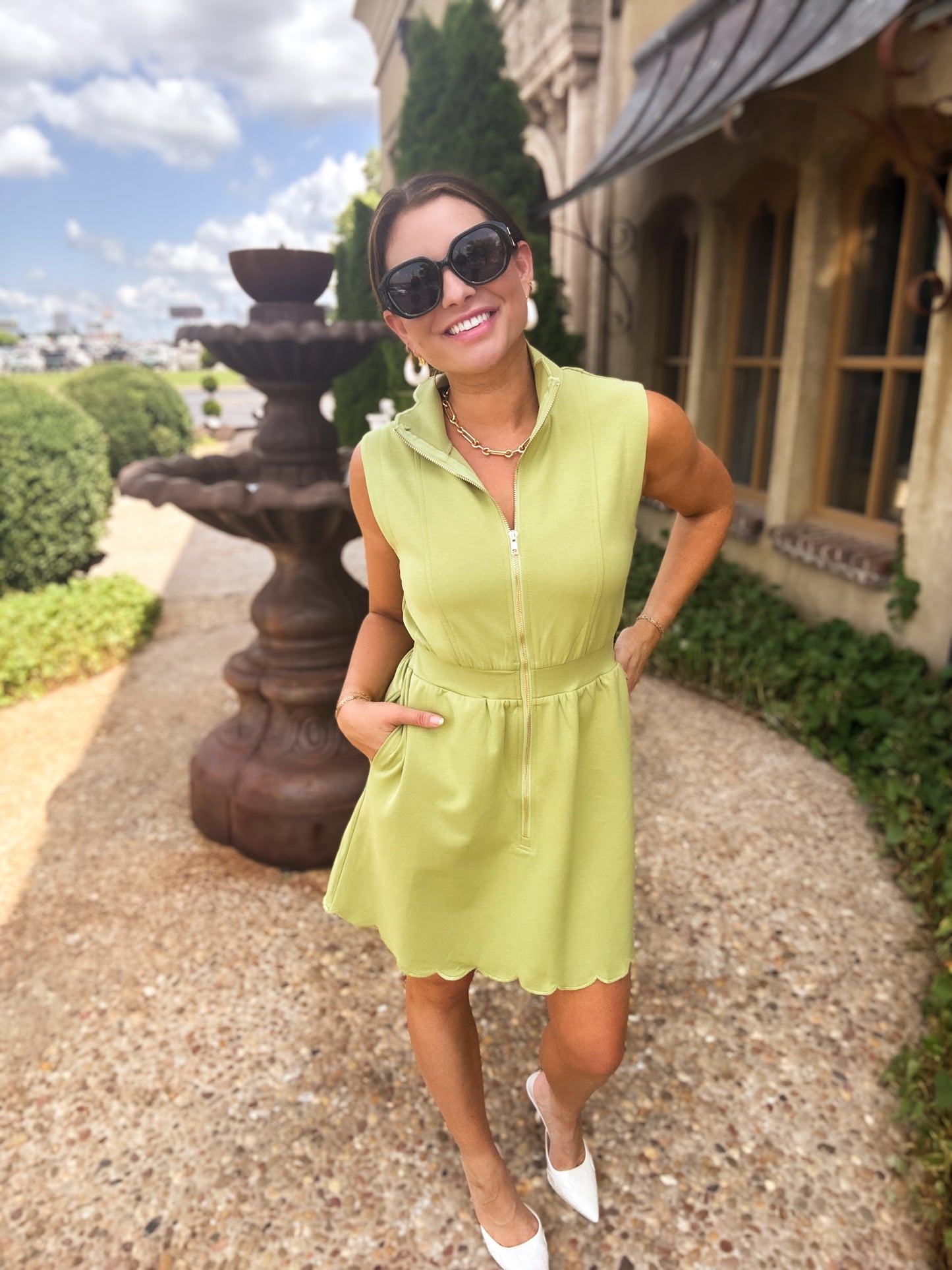 Matcha Scallop Dress