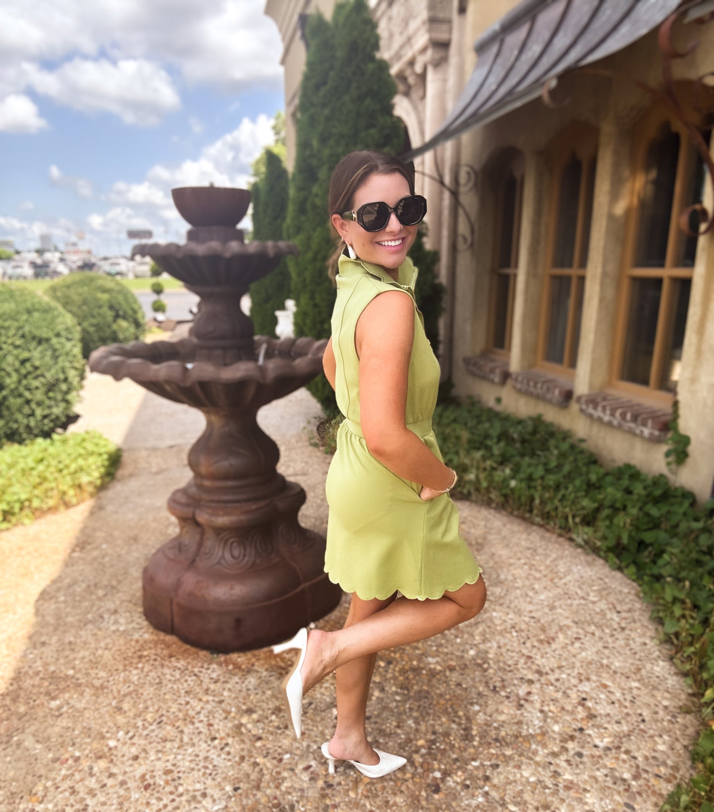 Matcha Scallop Dress