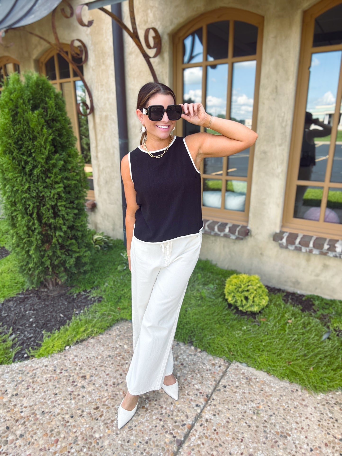 Monaco Contrast Linen Tank