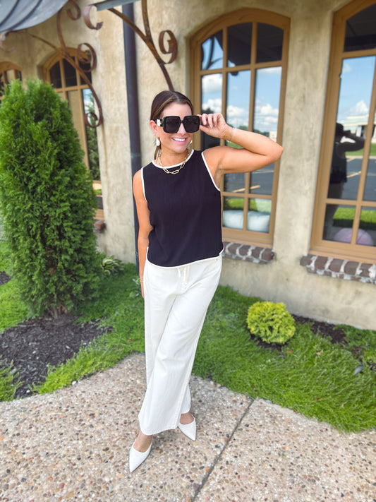 Monaco Contrast Linen Tank