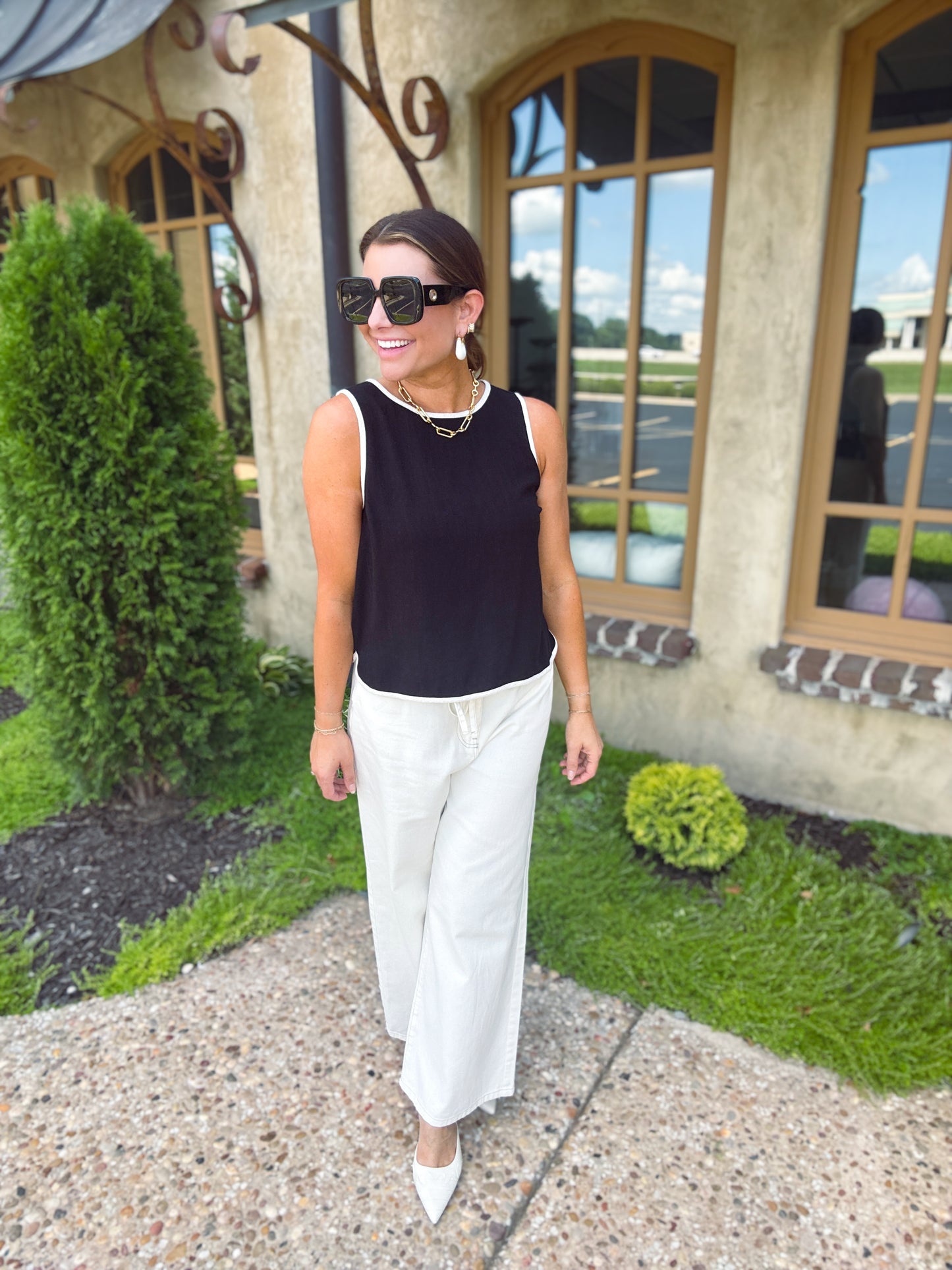 Monaco Contrast Linen Tank