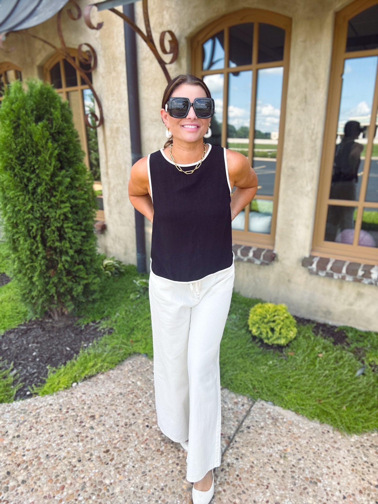 Monaco Contrast Linen Tank