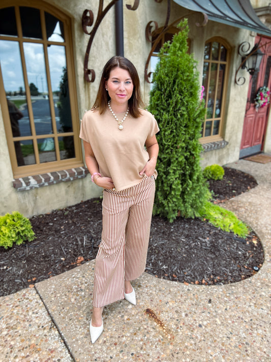 Tate Taupe Studded Tee