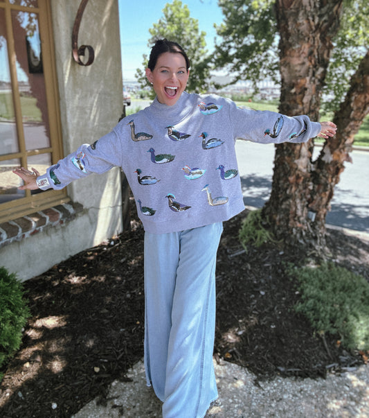Dark Grey Multi Duck Mockneck Sweatshirt