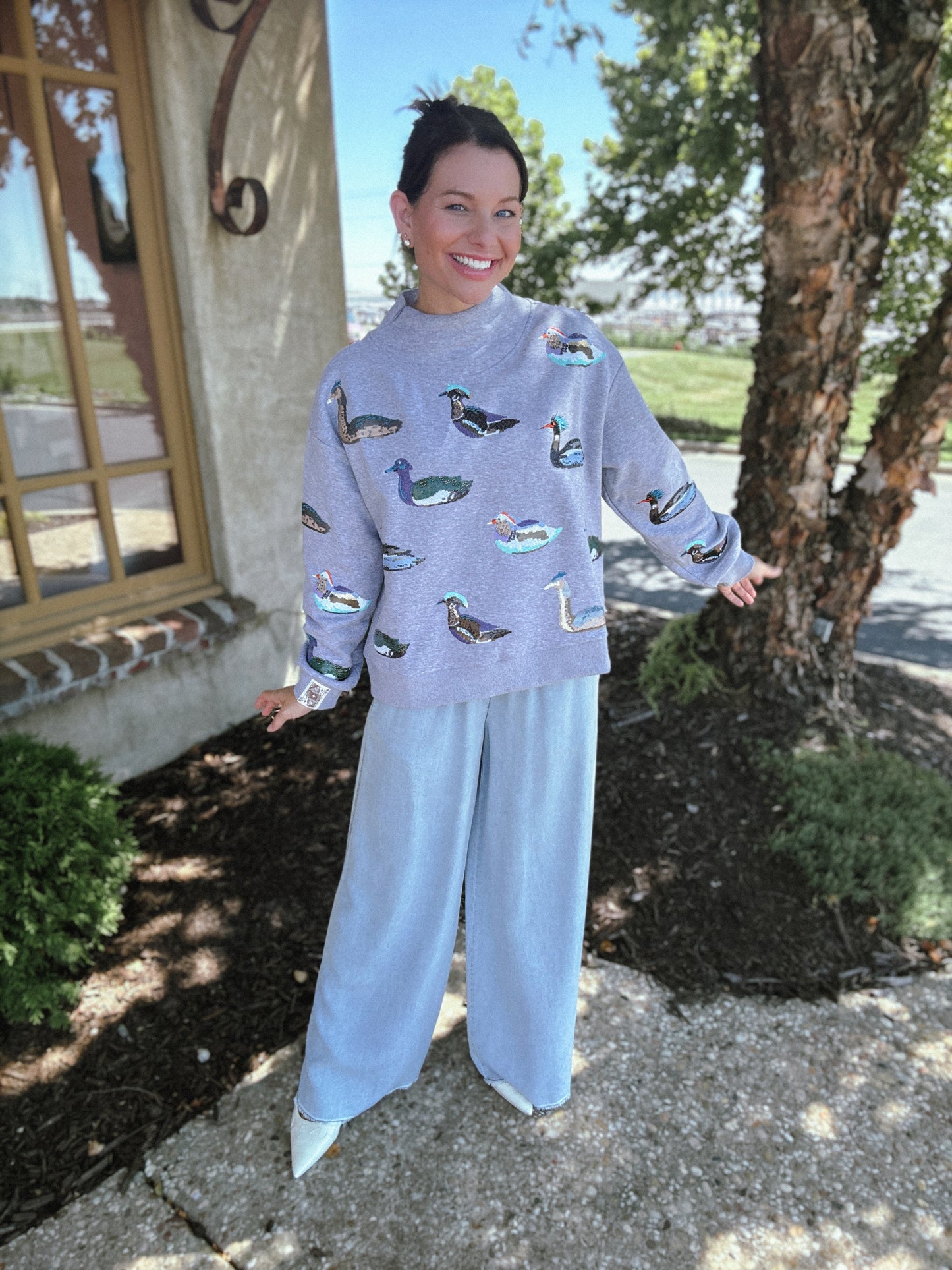 Dark Grey Multi Duck Mockneck Sweatshirt