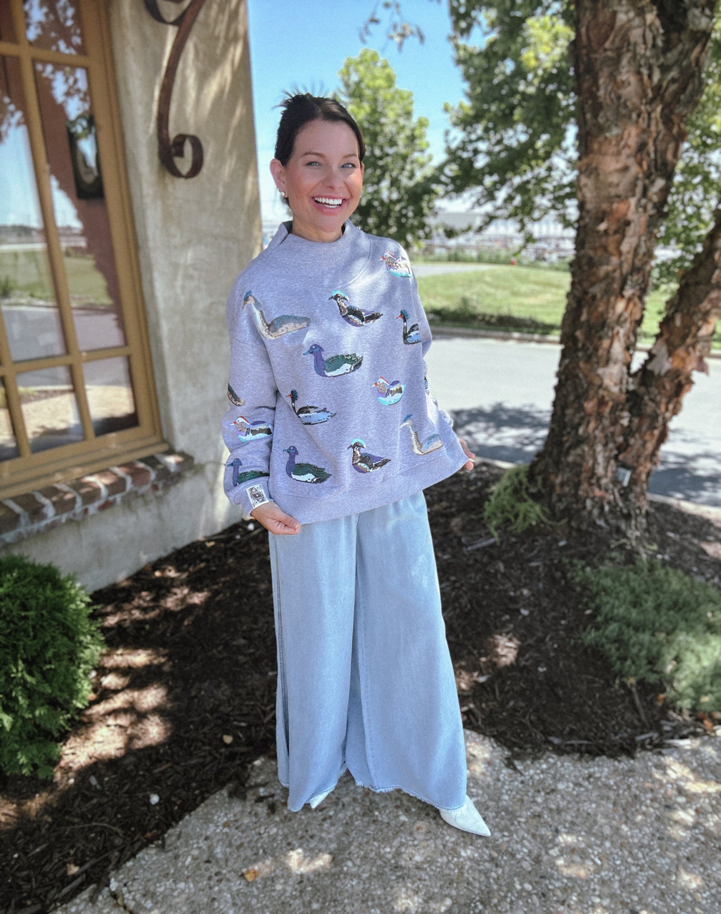 Dark Grey Multi Duck Mockneck Sweatshirt