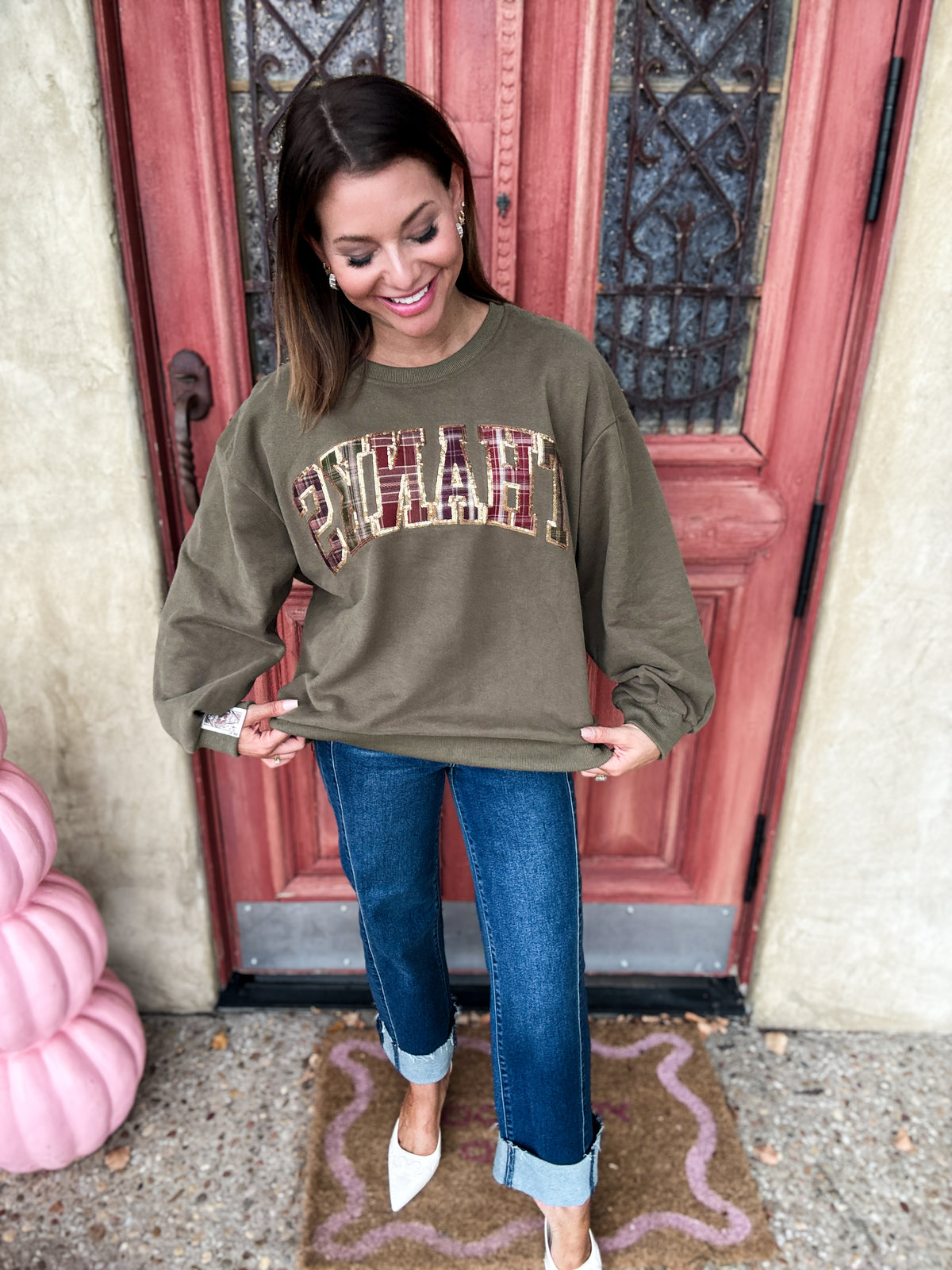 Brown Plaid Thanks Sweatshirt