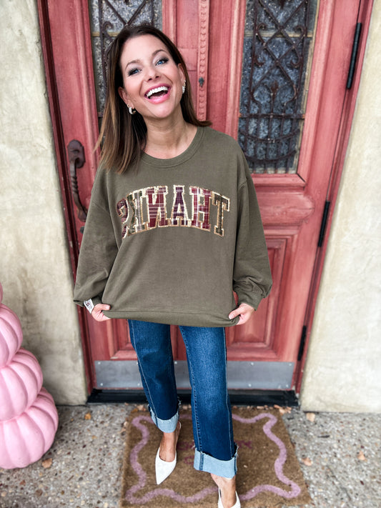 Brown Plaid Thanks Sweatshirt