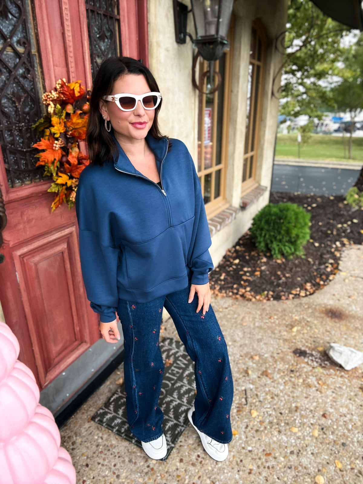 Misty Blue Cloud Fleece Quarter Zip