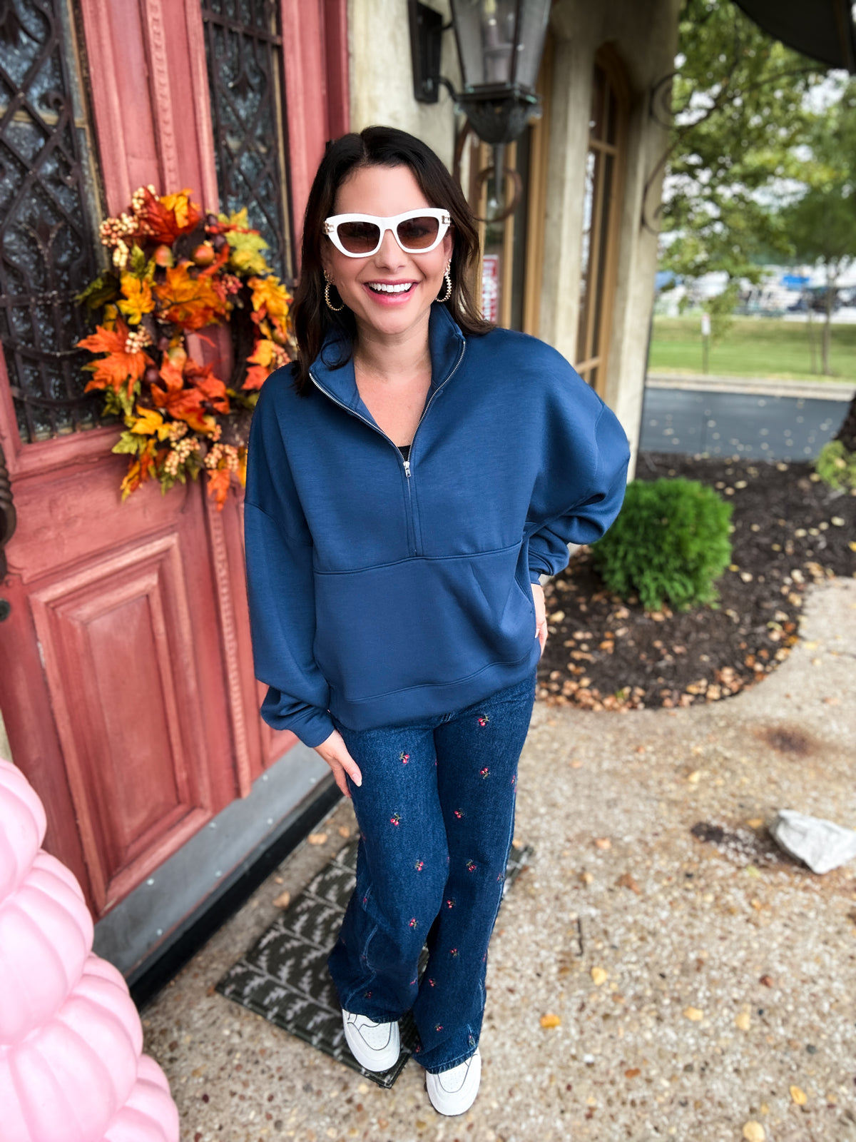 Misty Blue Cloud Fleece Quarter Zip