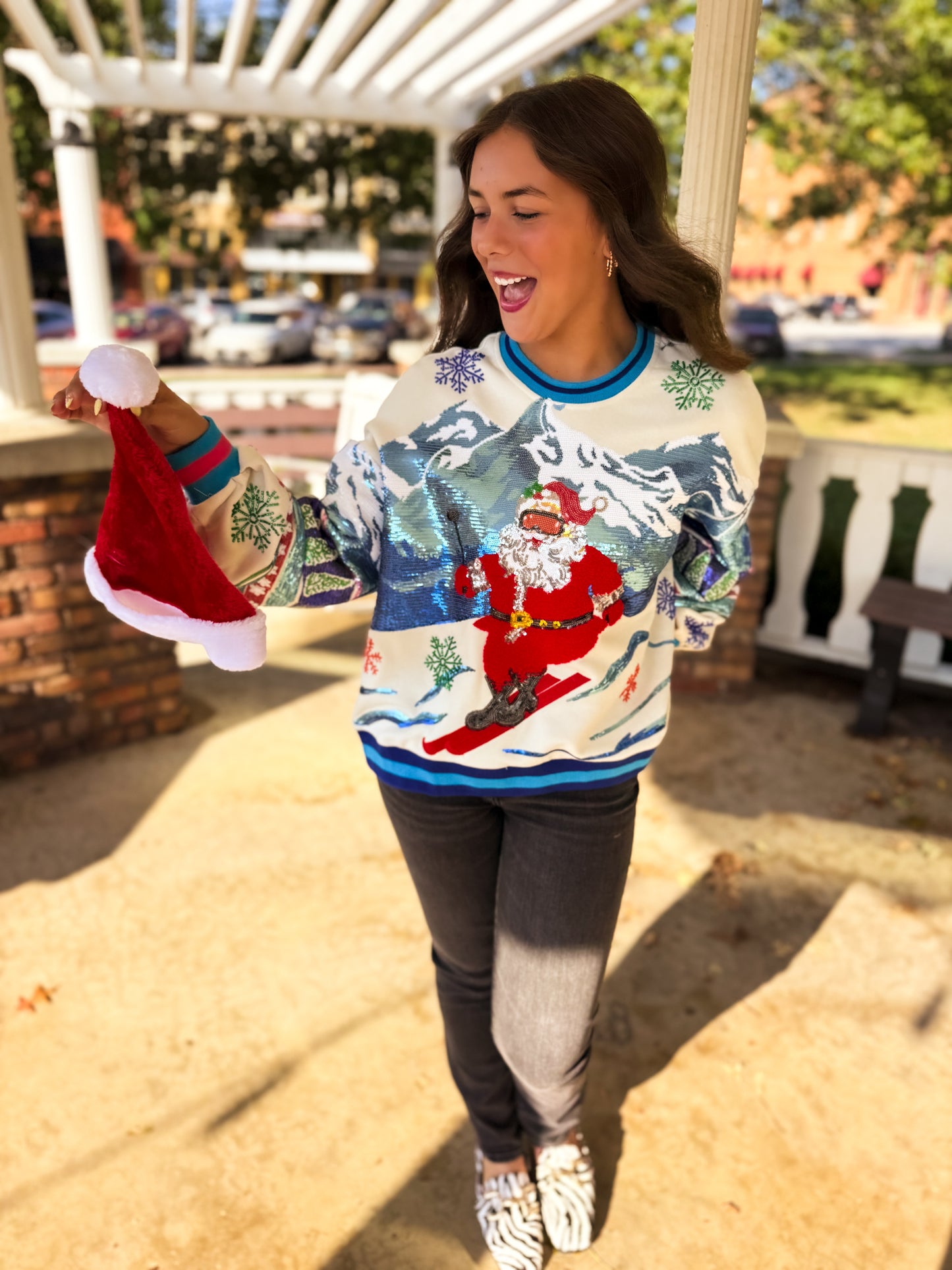 Vintage Skiing Santa Sweatshirt