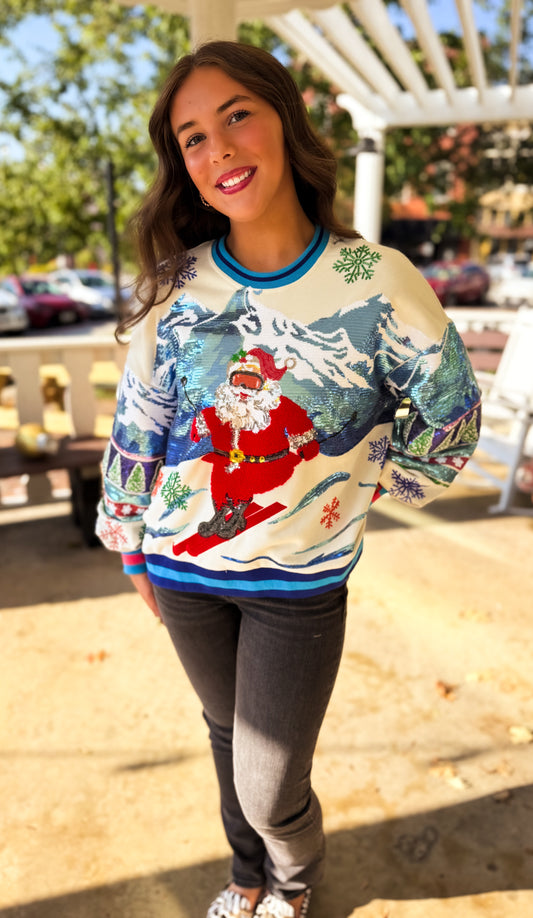 Vintage Skiing Santa Sweatshirt