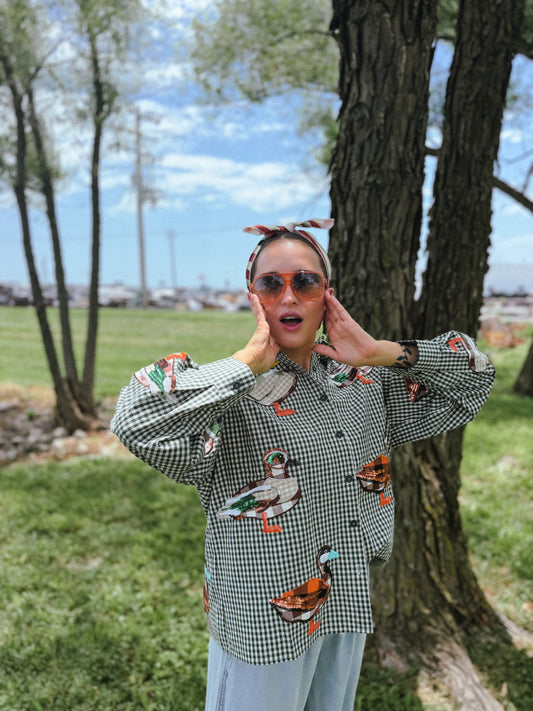 Gingham Duck Button Up