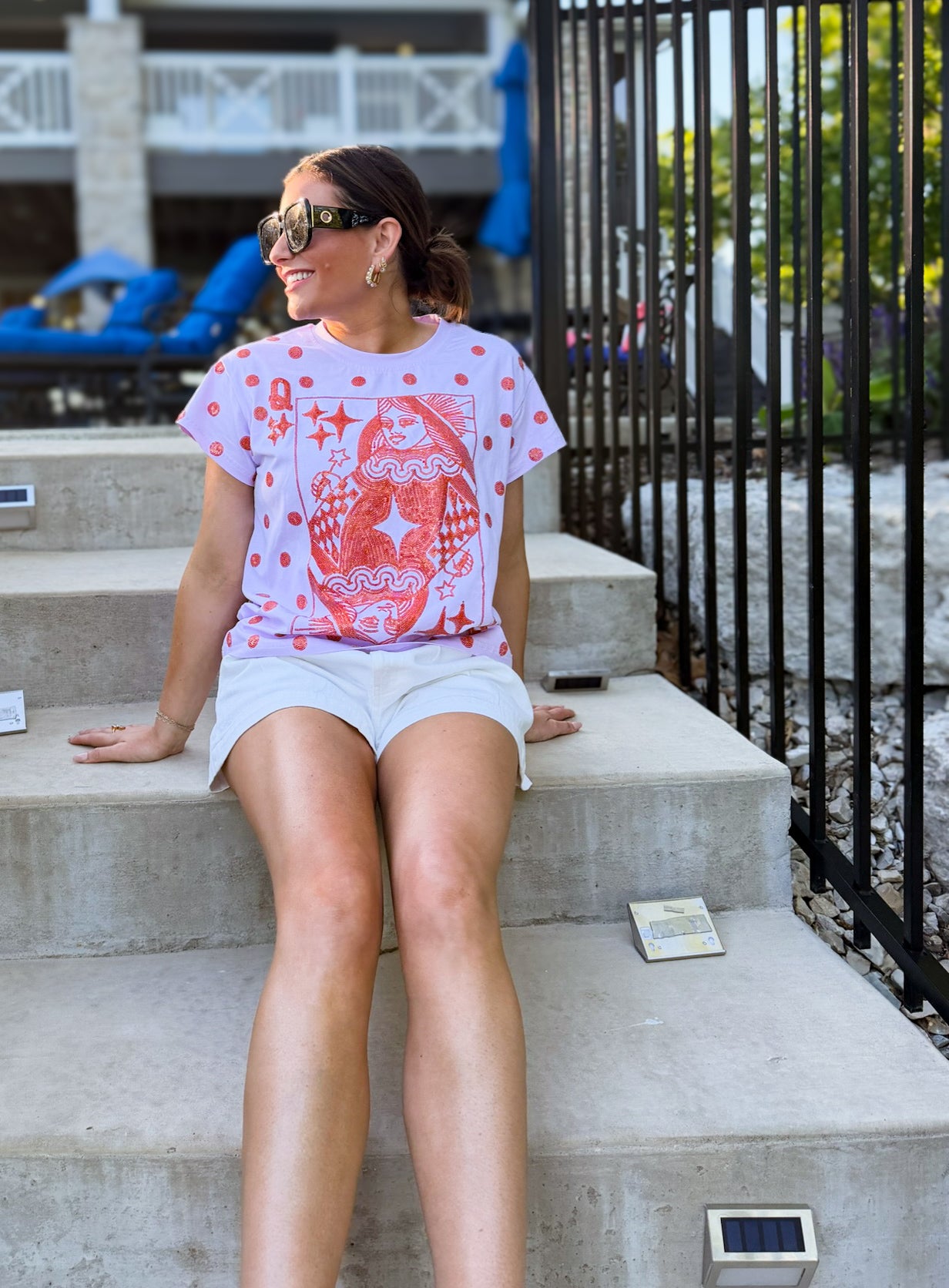 Pink & Orange Polka Dot QOS Card Logo Tee