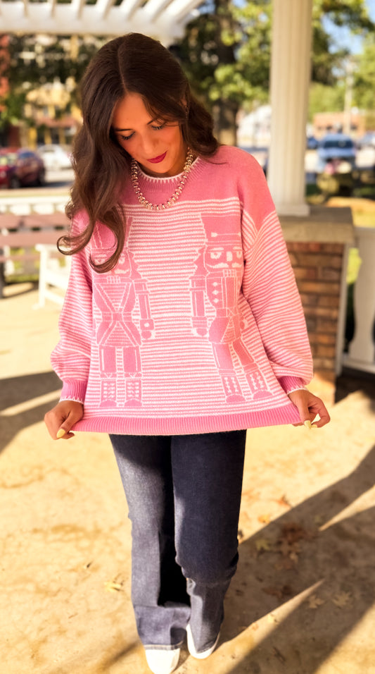 Pretty in Pink Nutcracker Sweater