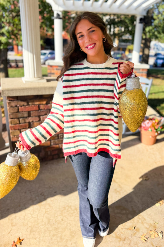 Classic Holiday Stripe Knit Sweater