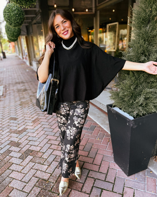Black Draped Knit Top
