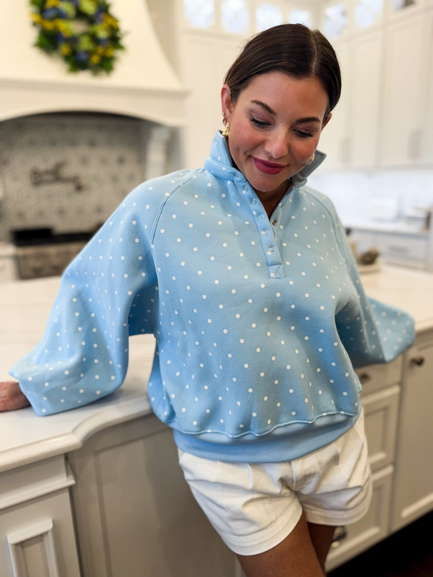 Piper Polka Dot Snap Button Pullover