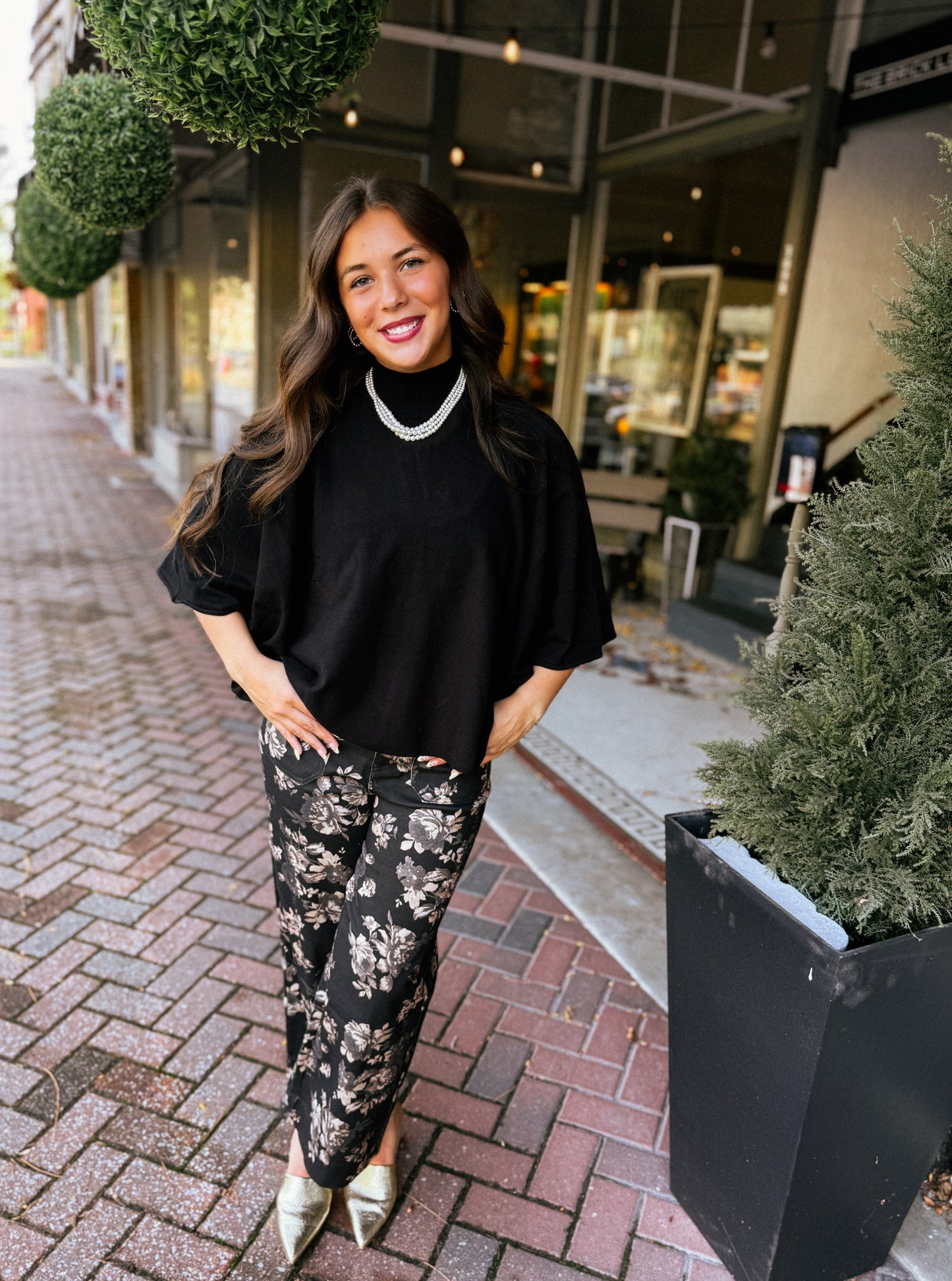 Black Draped Knit Top