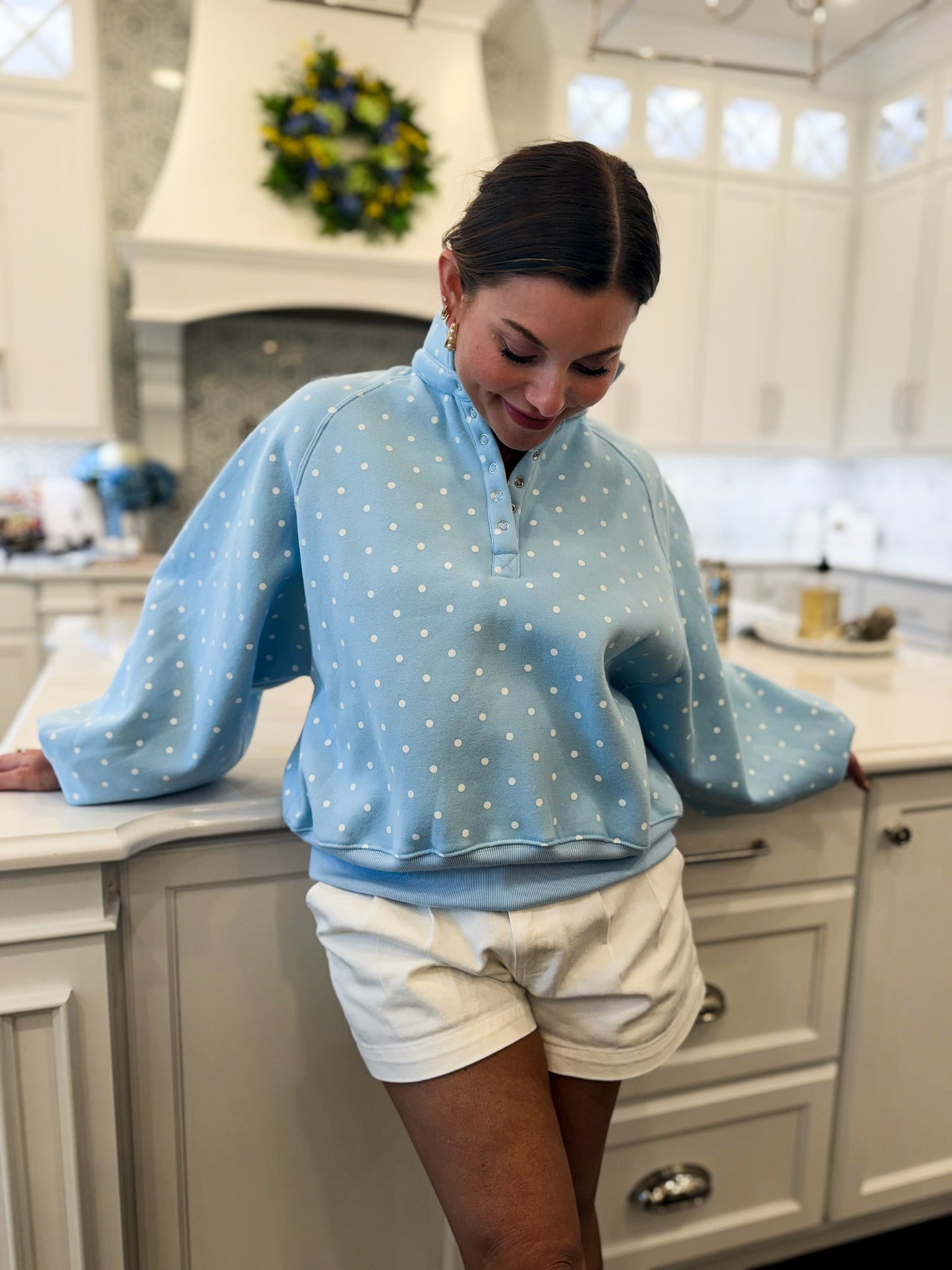 Piper Polka Dot Snap Button Pullover