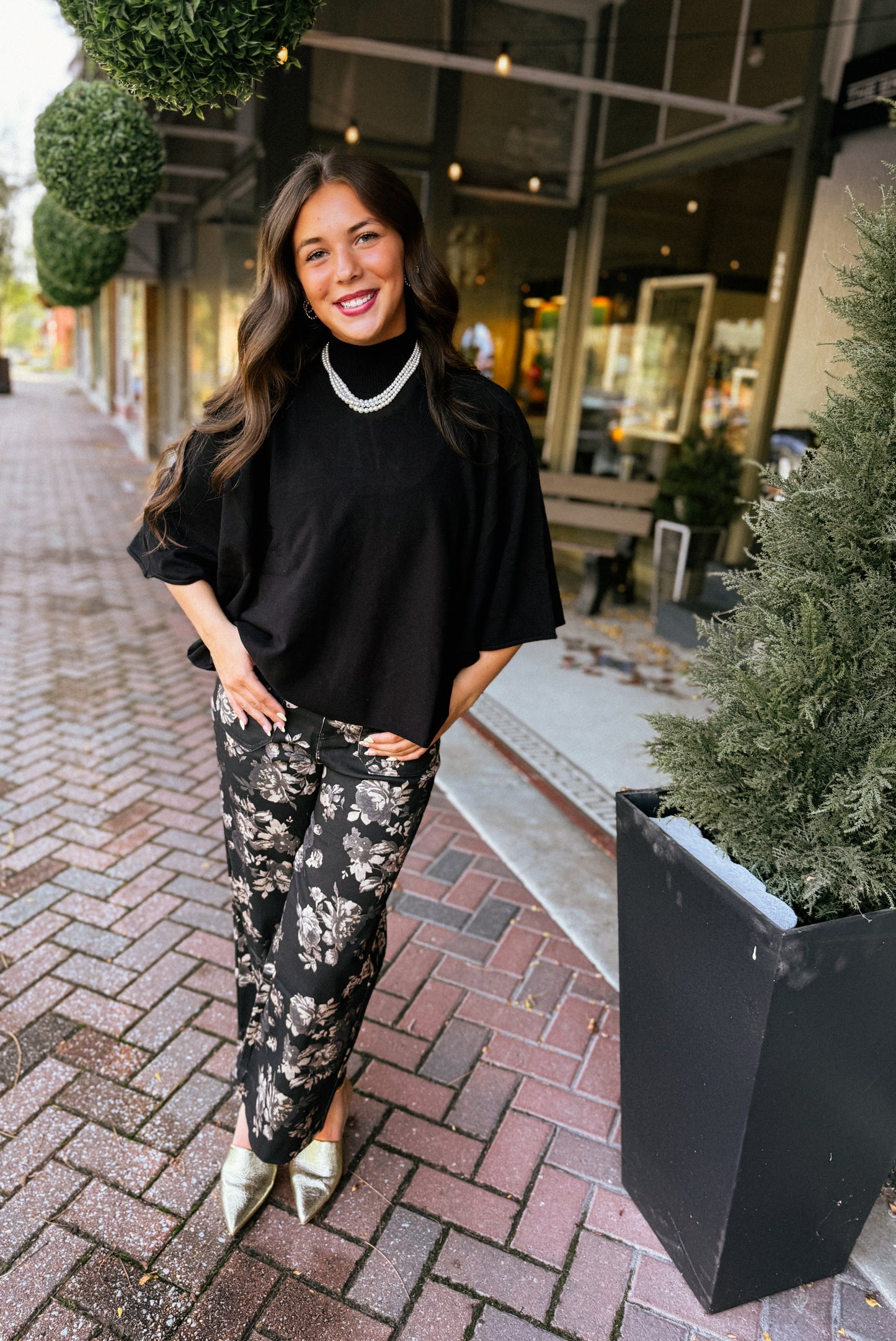 Black Draped Knit Top