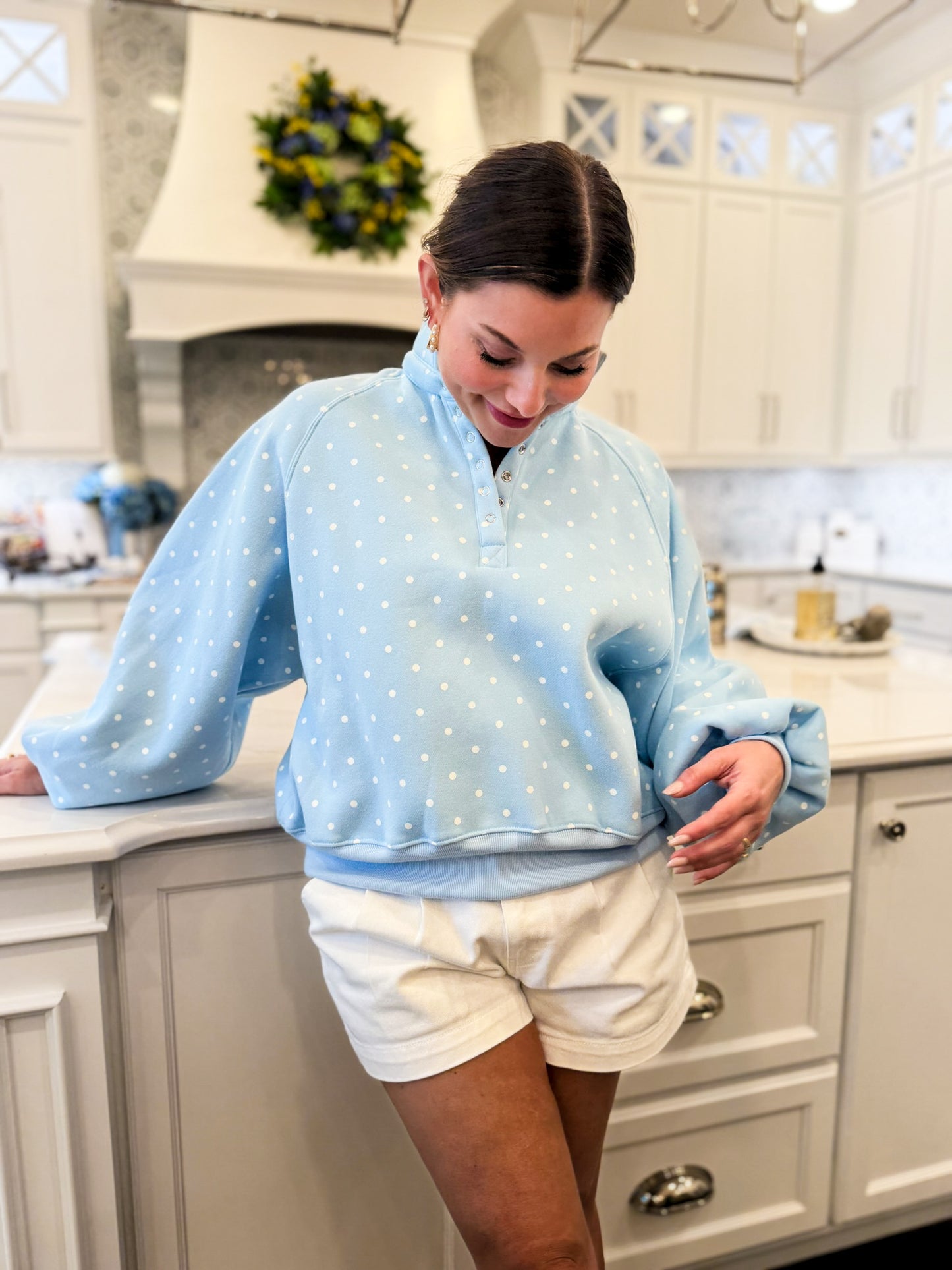 Piper Polka Dot Snap Button Pullover