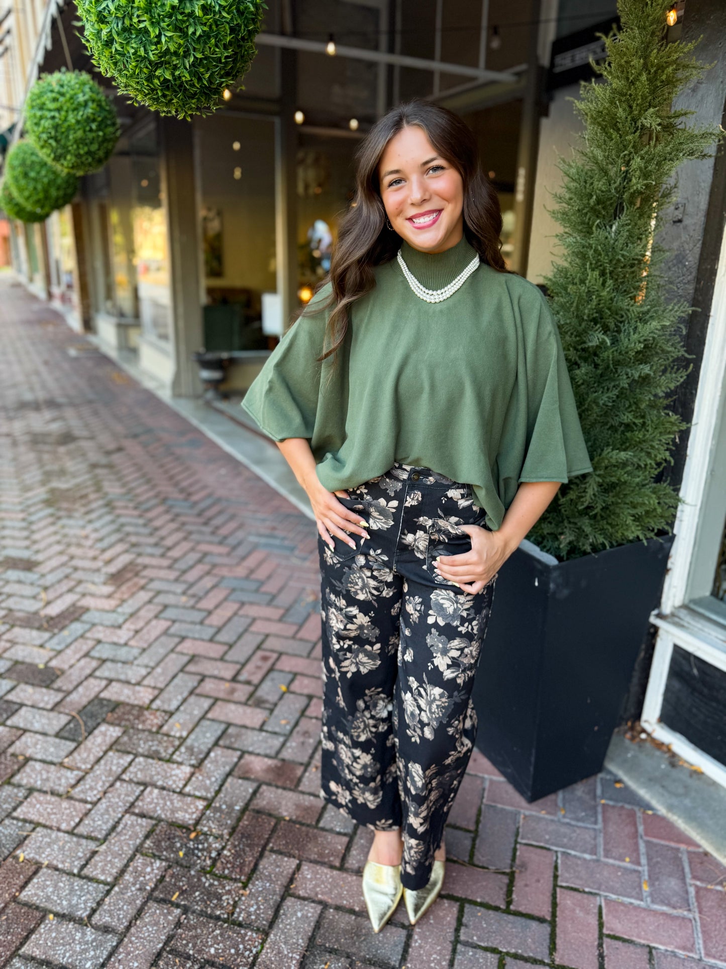 Olive Draped Knit Top