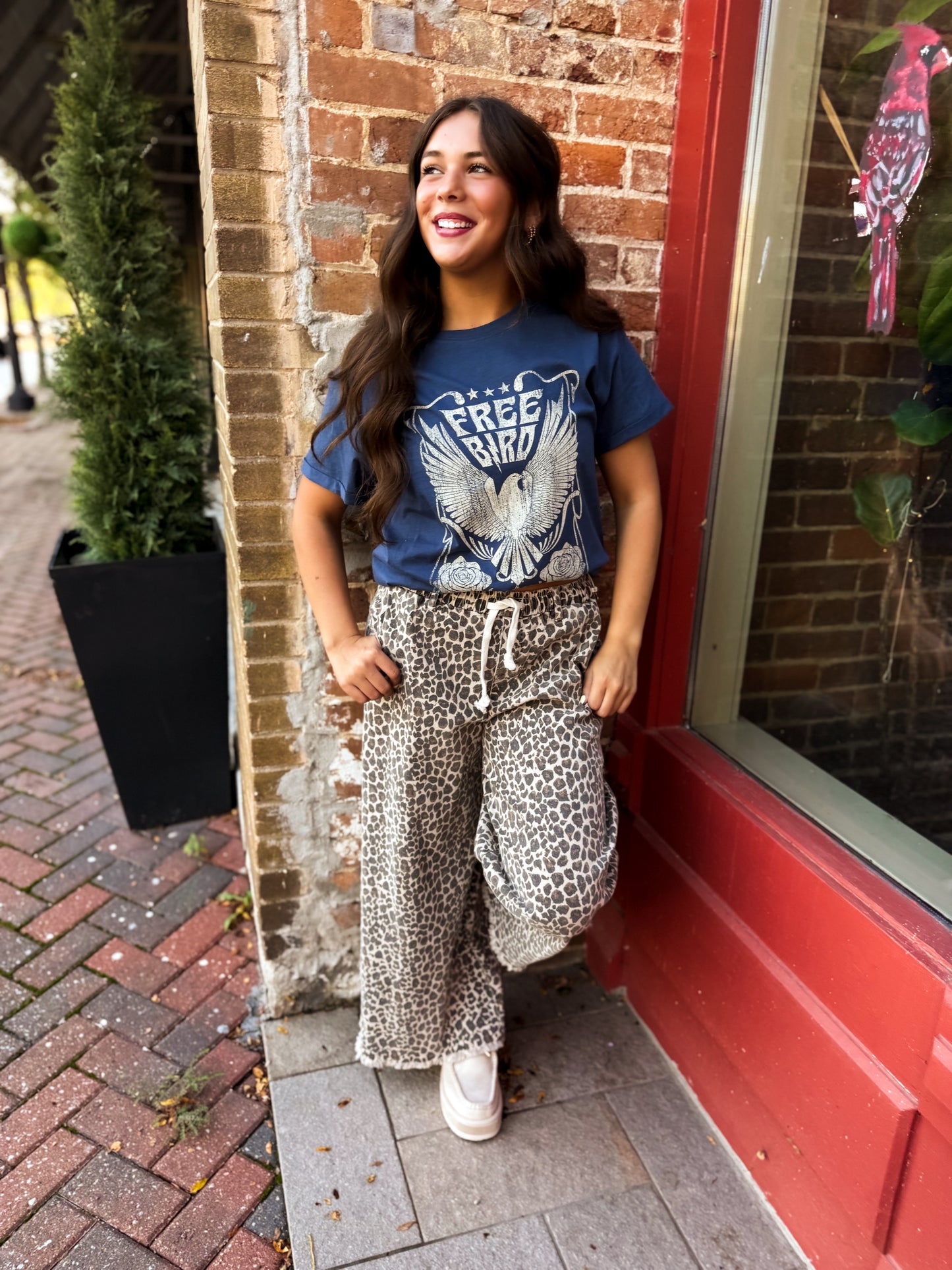 Wild Washed Stretch Denim Wide Leg Pant