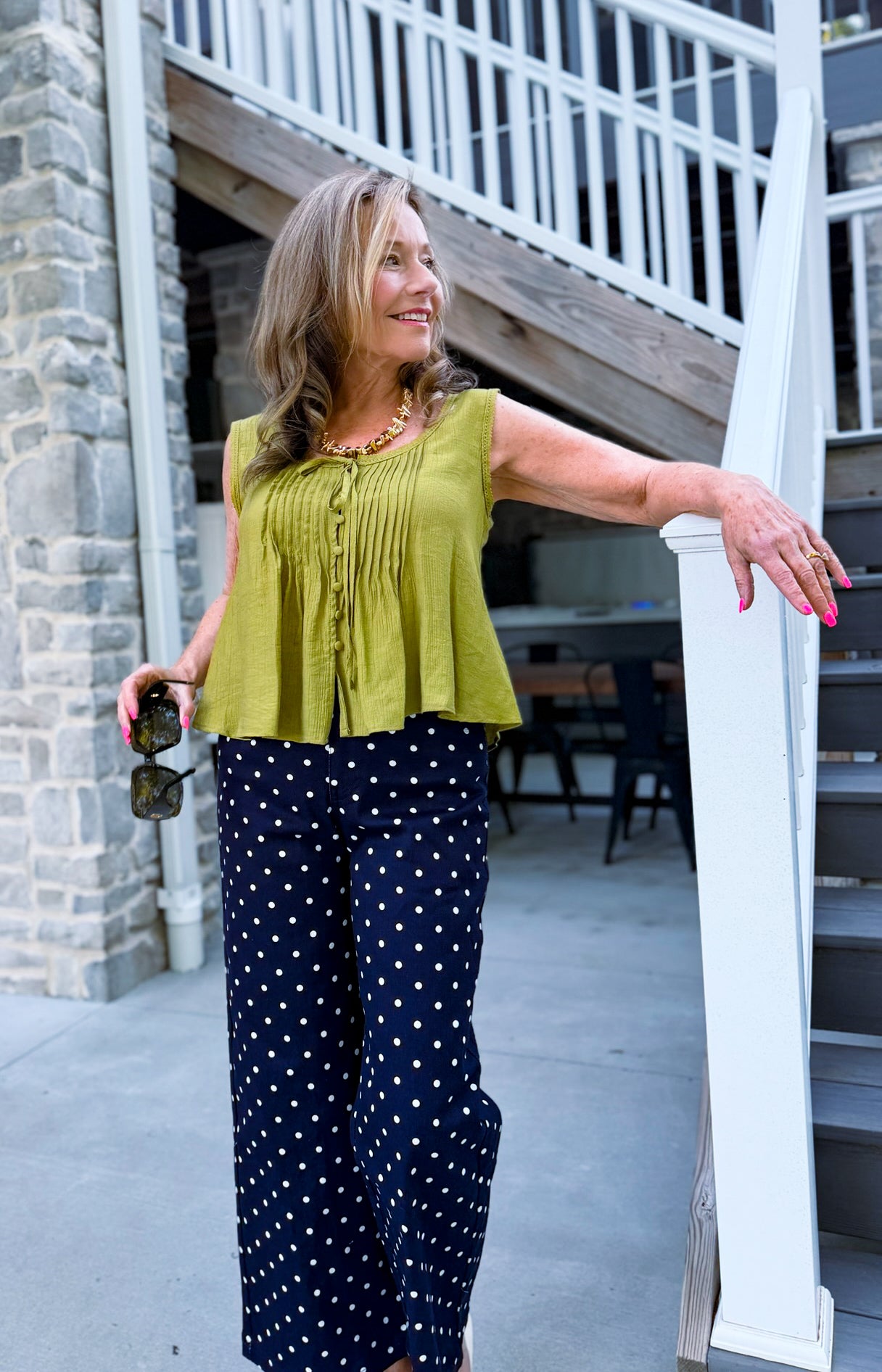 Whisper Pleated Tank in Kiwi