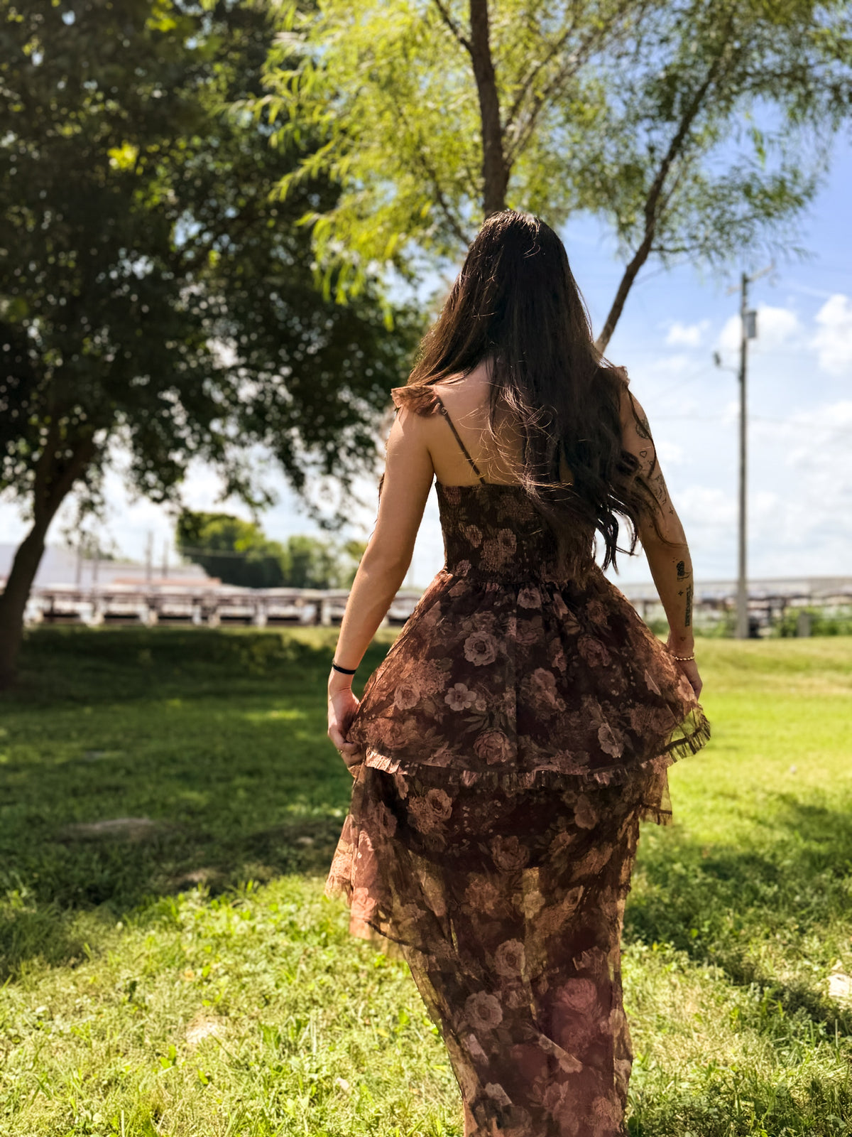 Samantha Floral Chiffon Ruffle Midi Dress
