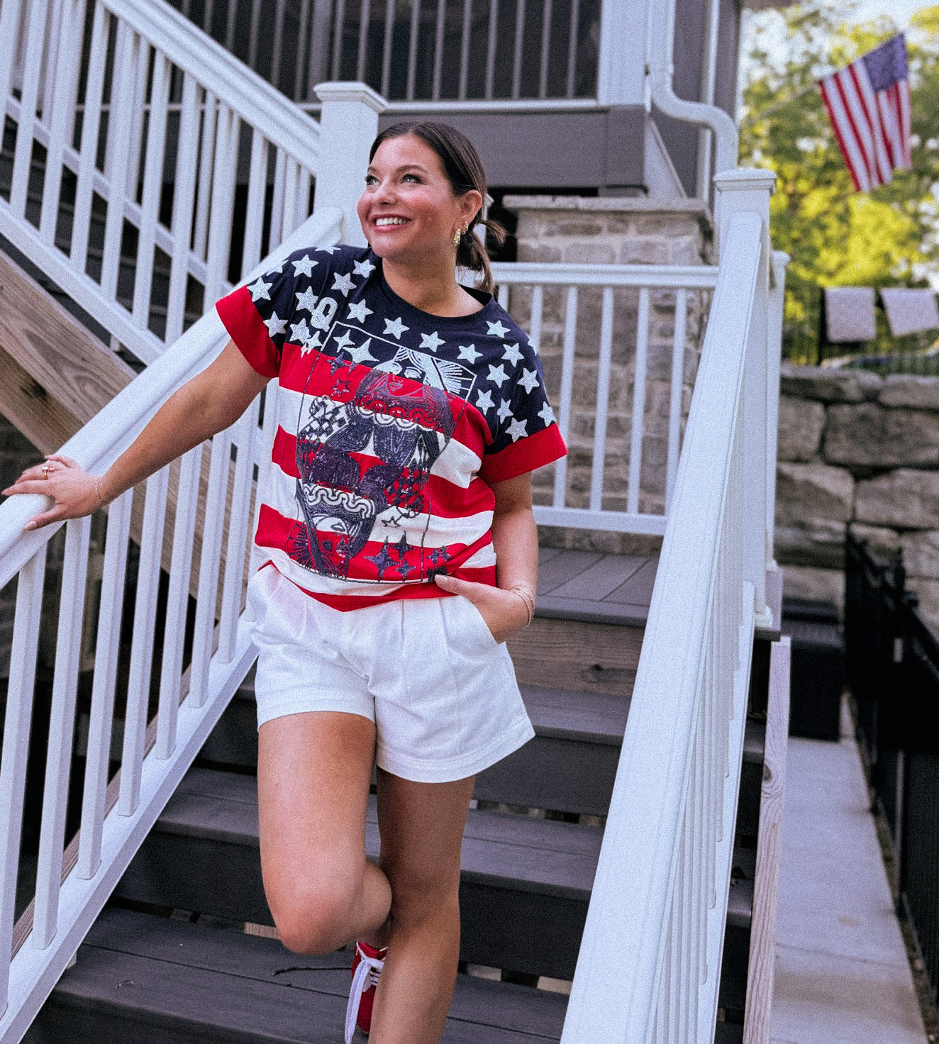 USA Star & Stripe QOS Card Logo Tee