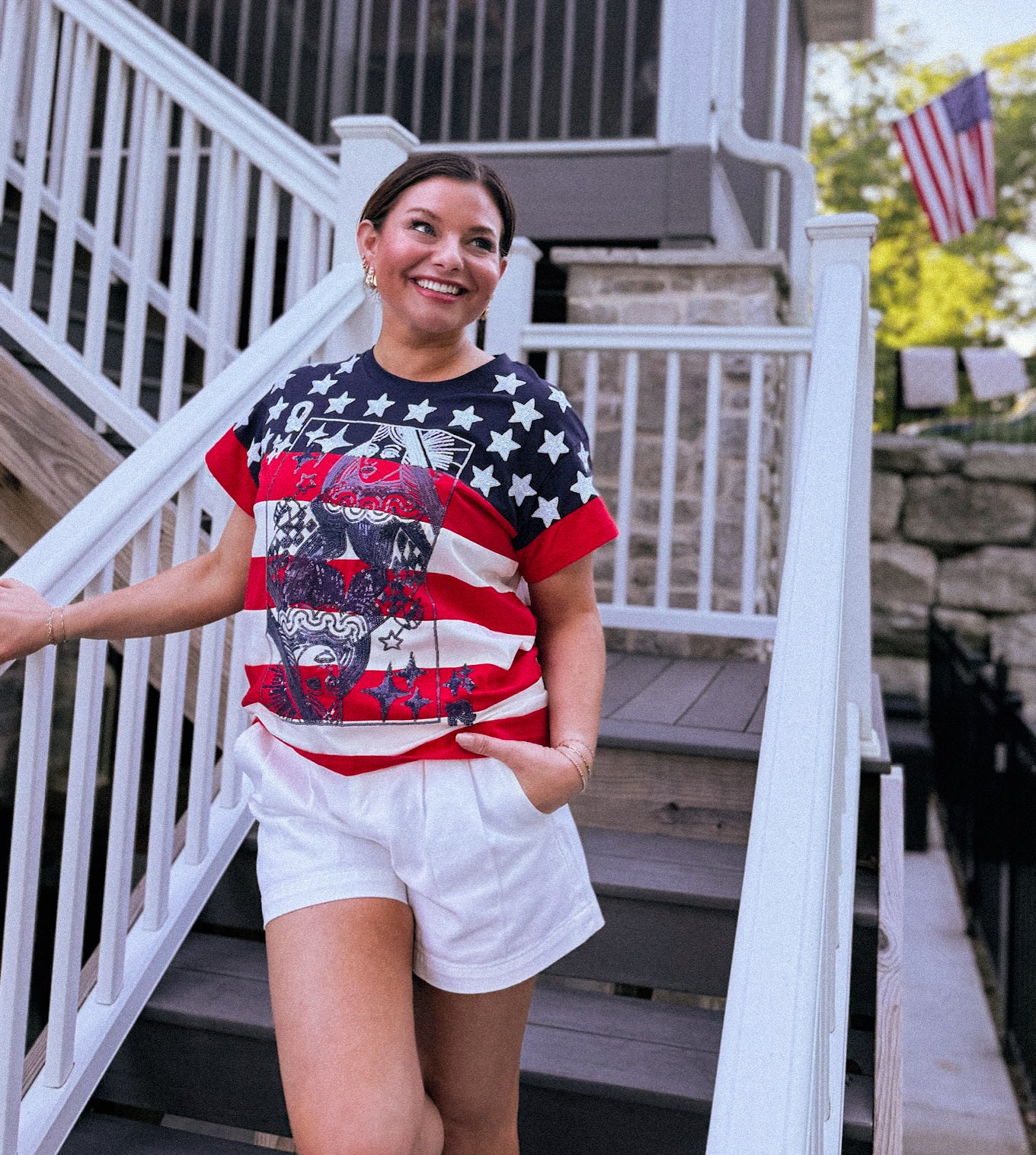 USA Star & Stripe QOS Card Logo Tee