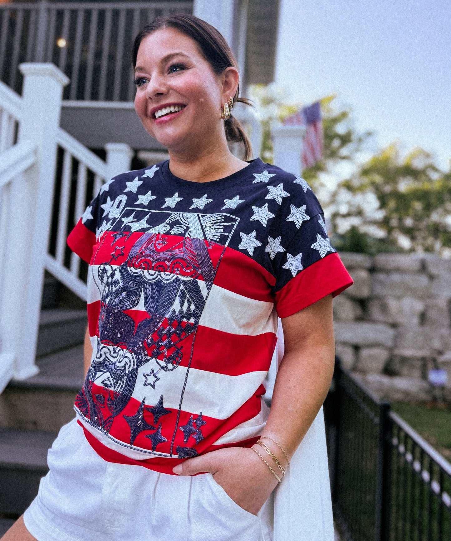 USA Star & Stripe QOS Card Logo Tee