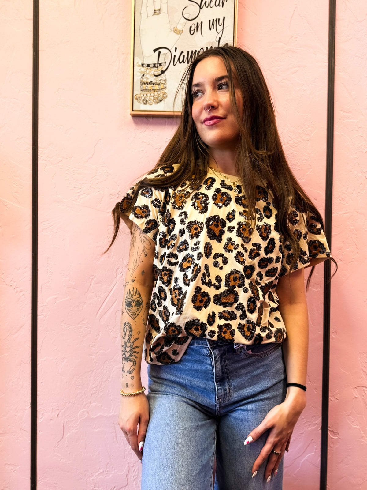 Sequin Leopard Tee